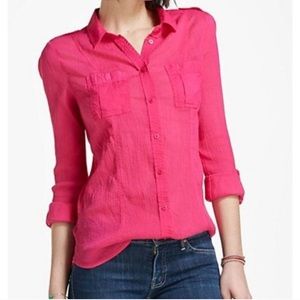 Anthro | Pink Button Down Blouse